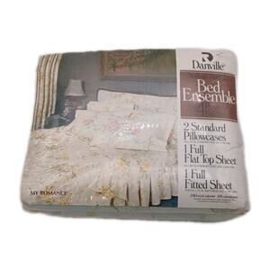 Danville Vtg Floral No-Iron Pecale Bed Ensemble 4 Pc Full Set My Romance